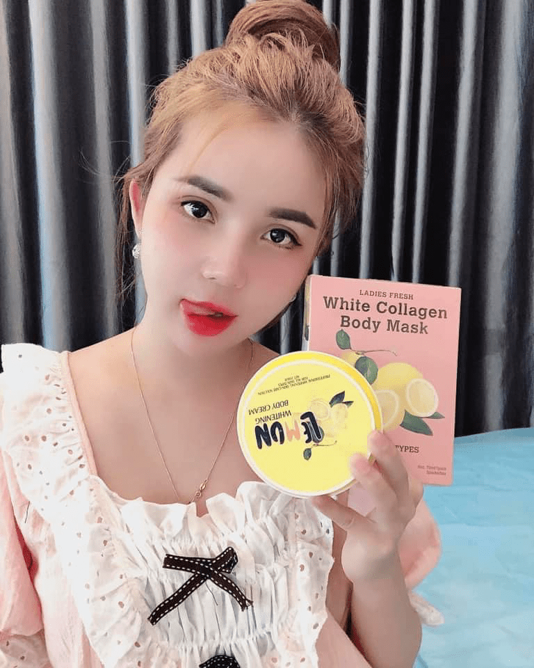 Kem body Lemon tự tan - có hạt vitamin kích trắng