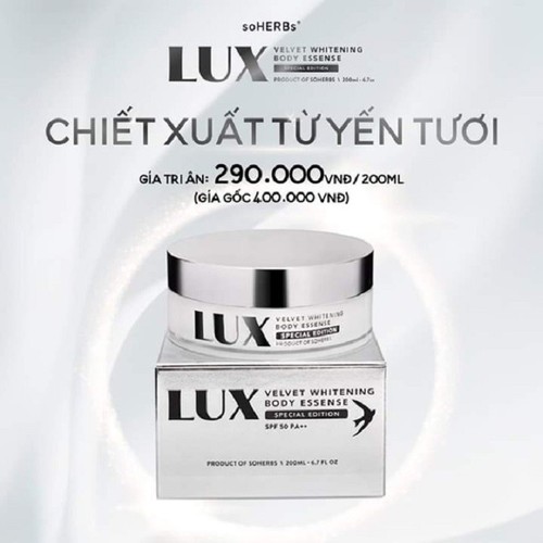 Kem body Lux - tinh chất yến tươi & collagen