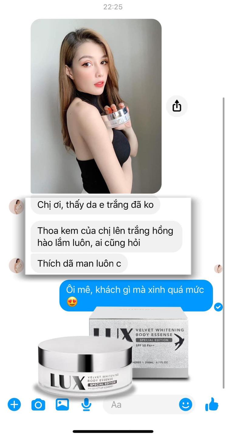 Feedback kem body Lux của chị khách hotgirl