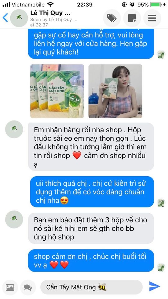 Feedback thật của khách hàng đã dùng cần tây mật ong motree